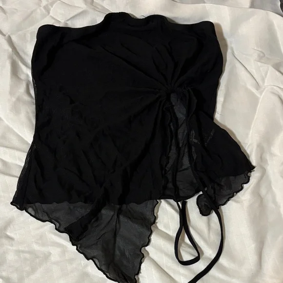 Black Sheer Ruched Top - Picture 1 of 1